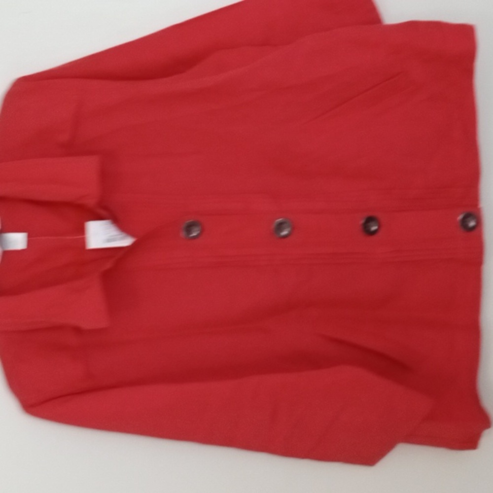 CLEARANCE Christopher and Banks New Orange 3/4 Sleeve Linen Blend Jacket Size XL - Picture 2 of 8
